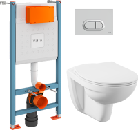 Комплект VitrA Normus L-box 9773B003-7206 с микролифтом + Инсталляция + Кнопка