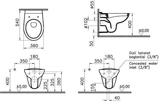 Комплект VitrA Normus L-box 9773B003-7206 с микролифтом + Инсталляция + Кнопка
