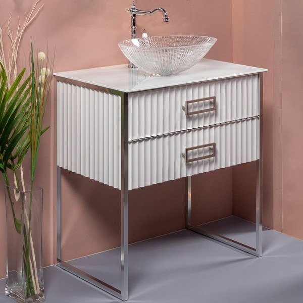 Тумба под раковину Armadi Art Monaco 80 для столешницы белая, хром