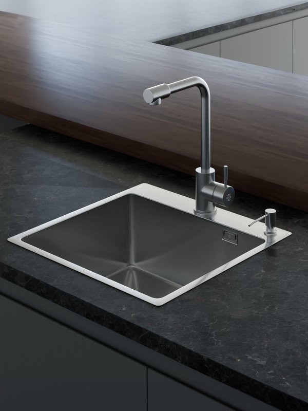 Мойка кухонная РМС MR-5050 c корзиной и дозатором, нержавеющая сталь