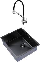 Комплект Мойка Mixline 548569 черный графит + Смеситель Lemark Comfort LM3070C с гибким изливом, хром, черный