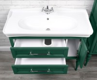 Мебель для ванной комнаты ValenHouse Эстетика 105 АС 100, зеленая, подвесная, ручки хром, раковина Модерн