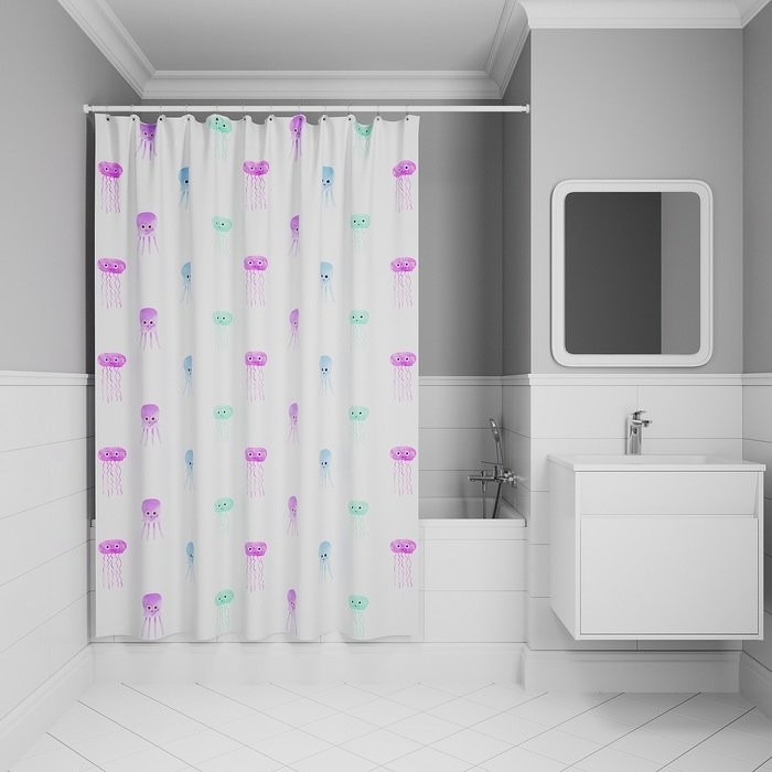 Штора для ванной IDDIS Base BO03P18i11 180х200, белая