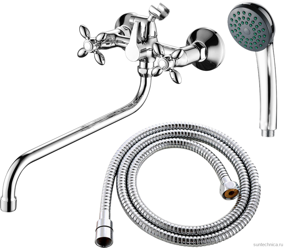 Смеситель с длинным изливом для ванны Fashun A2227 хром