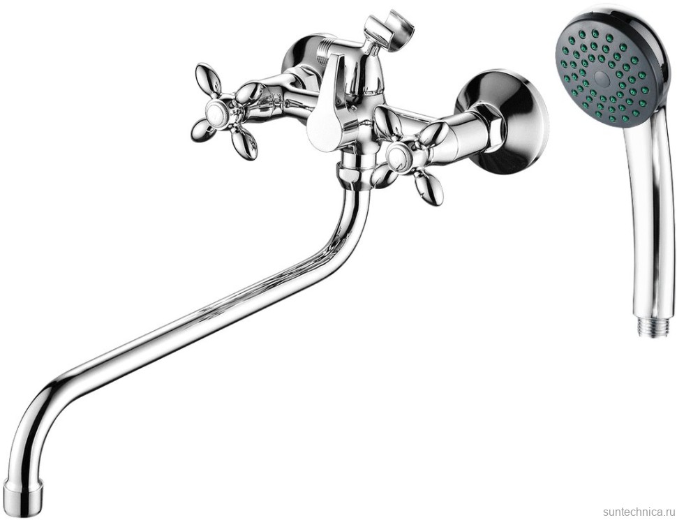 Смеситель с длинным изливом для ванны Fashun A2227 хром