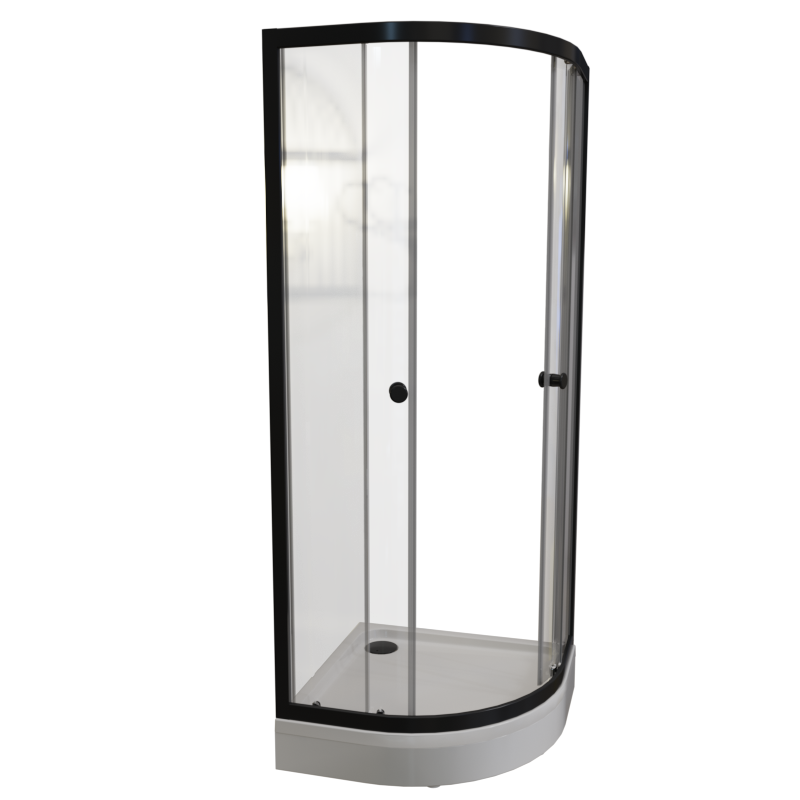Душевой уголок Radomir Берген RD 90х90 см, профиль черный, стекло прозрачное, с поддоном