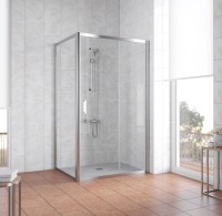 Душевой уголок Vegas Glass ZP+ZPV 110*90 08 01 профиль глянцевый хром, стекло прозрачное