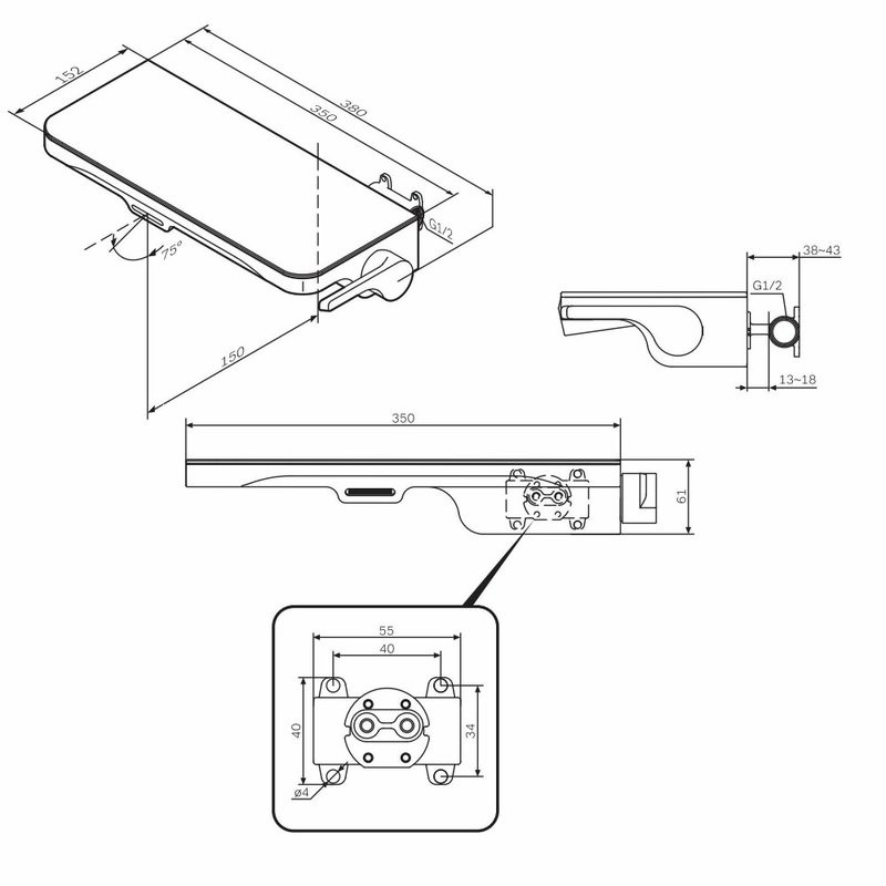 Смеситель для раковины AM.PM Func F8F72722 С ВНУТРЕННЕЙ ЧАСТЬЮ, черный
