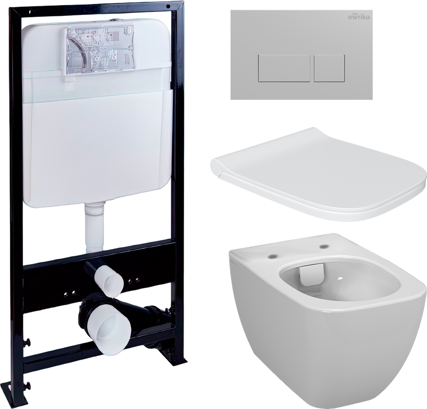 Комплект Унитаз подвесной VitrA Shift 7742B003-0075 белый глянцевый + Крышка DIWO Шифт 0405 быстросъемное, с микролифтом + Инсталляция EWRIKA ProLT 0026-2020 + Кнопка 0040 хром матовый