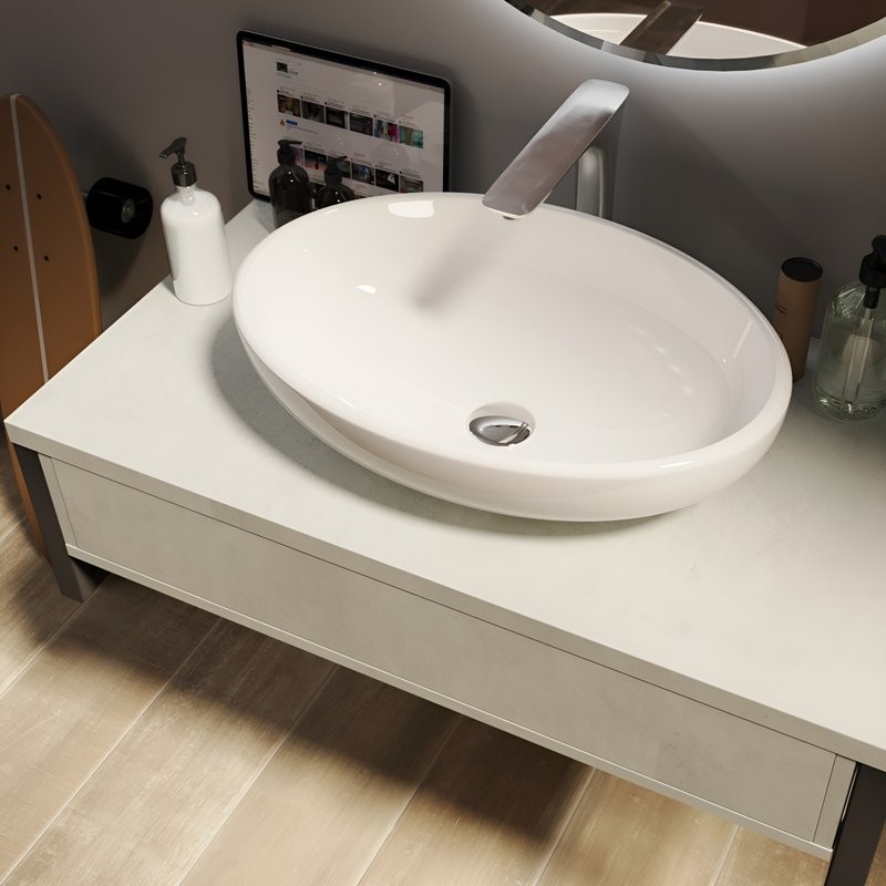Тумба с раковиной 1MarKa Grunge Loft 90 бетон светлый