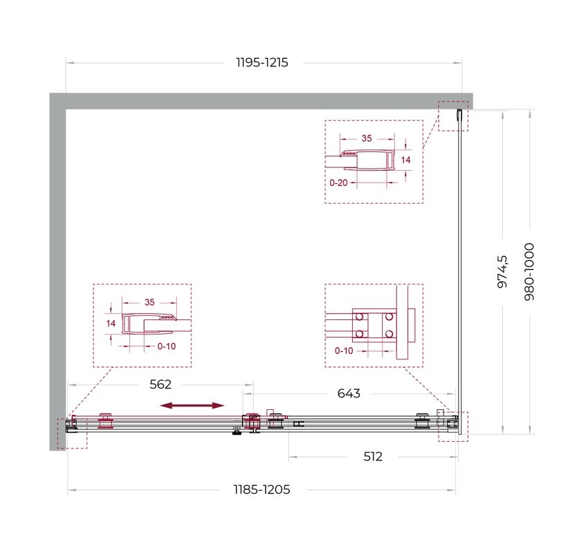 Душевой уголок BelBagno Soft Close-2 AH-1-120/100-C-Cr профиль хром