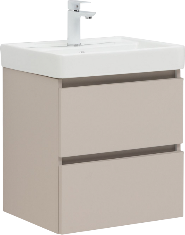 Тумба под раковину без столешницы Aquanet Вега 2.0 50 подвесная, бежевая матовая