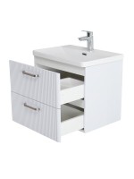 Мебель для ванной комнаты BelBagno Due 60 ручки матовый атласный никель, белый металлик