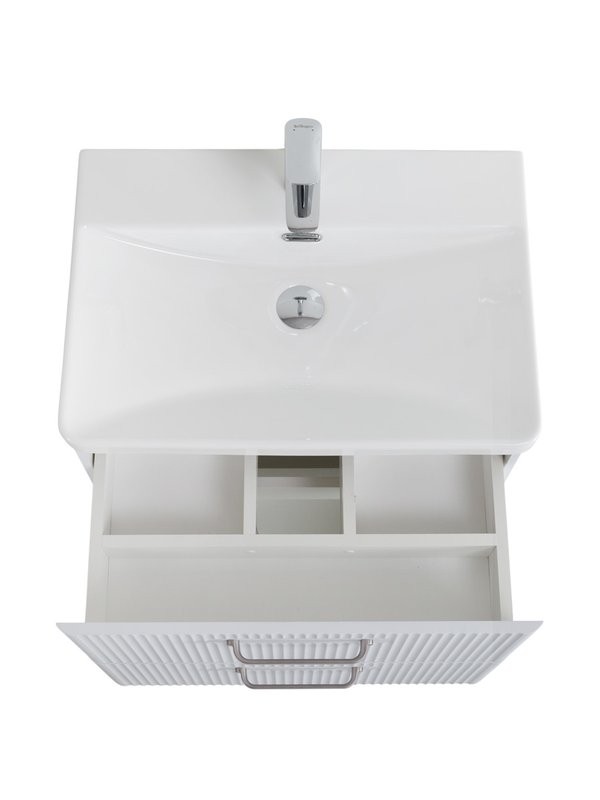 Мебель для ванной комнаты BelBagno Due 60 ручки матовый атласный никель, белый металлик