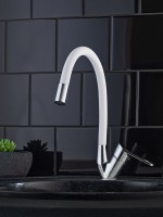 Смеситель для кухни РМС SL137W 016F хром, белый, с гибким изливом