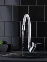 Смеситель для кухни РМС SL137W 016F хром, белый, с гибким изливом