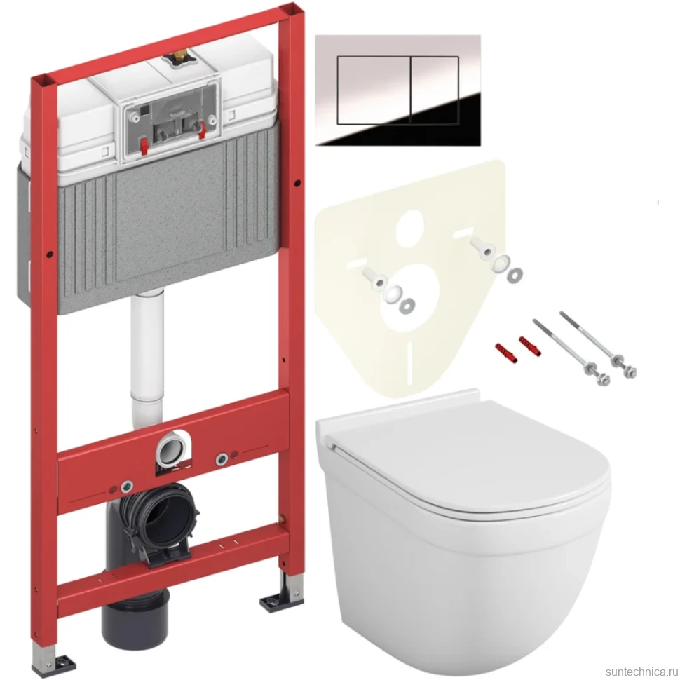 Комплект Унитаз подвесной Owl 1975 Eld TOWLT190101 безободковый + Инсталляция TECE Now 9400412 4 в 1 с кнопкой смыва