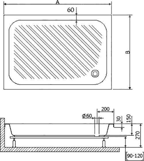Поддон для душа RGW B/CL-S-A B/CL-S 16180292-51 90х120