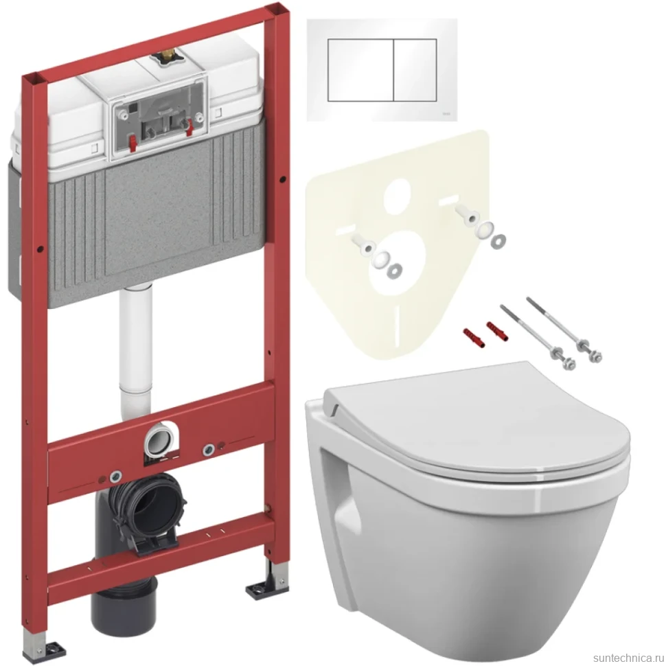 Комплект Унитаз подвесной VitrA S50 7740B003-0850 с бидеткой + Крышка 801-003-019 с микролифтом + Инсталляция TECE Base 9400413 4 в 1 с кнопкой смыва