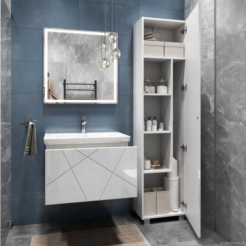 Мебель для ванной комнаты Vigo Geometry 60 подвесная, белая, раковина Como 60