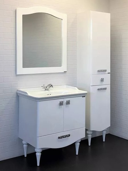 Мебель для ванной комнаты Comforty Монако 80-1 напольная, белый глянец с раковиной Comforty 3380
