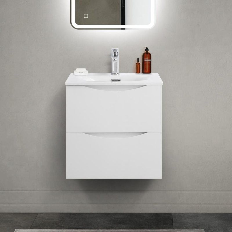 Тумба с раковиной BelBagno Marino-cer-mini 50 подвесная, bianco lucido
