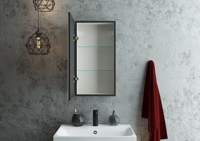 Зеркало-шкаф Art&Max Techno L 35 с подсветкой, черное