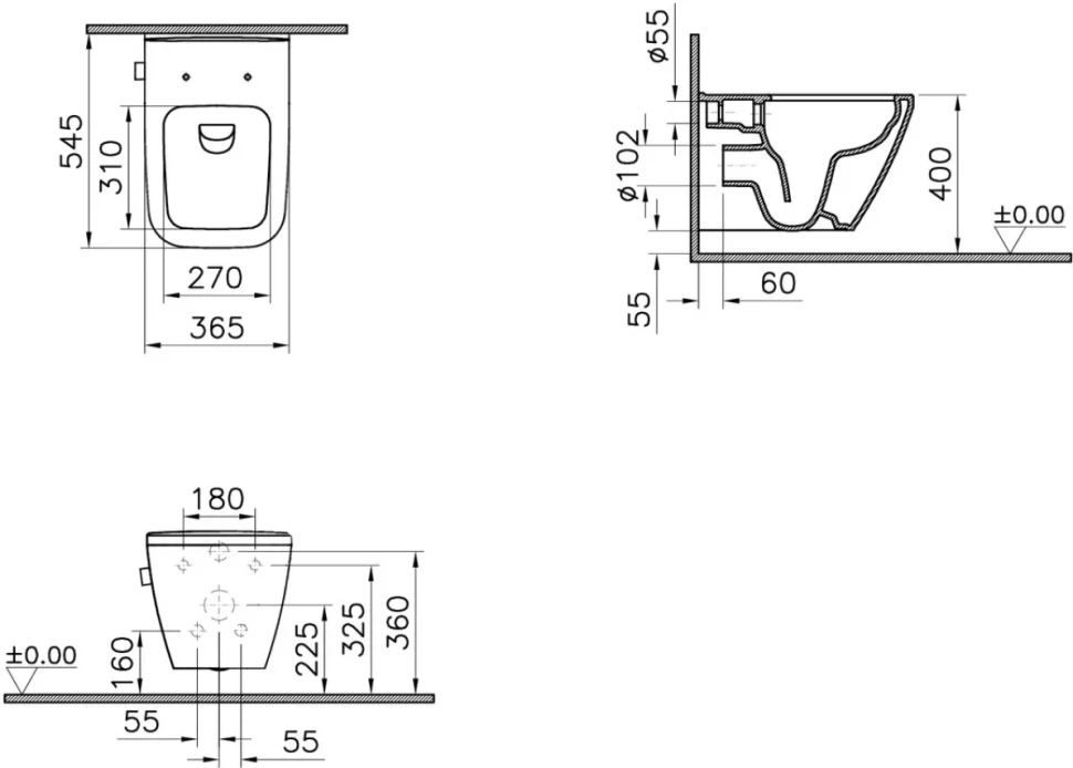 Комплект Унитаз подвесной VitrA Integra Square 7082B003-7209 с функцией биде + Крышка Integra Square 191-003-009 с микролифтом + Инсталляция Geberit Duofix UP 320 111.300.00.5 + Кнопка Sigma 01 115.770.21.5 хром + Крепления 111.815.00.1 к стене + Звукоизо