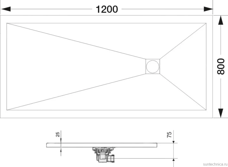 Поддон для душа RGW Stone Tray ST-0128W 80х120 с сифоном