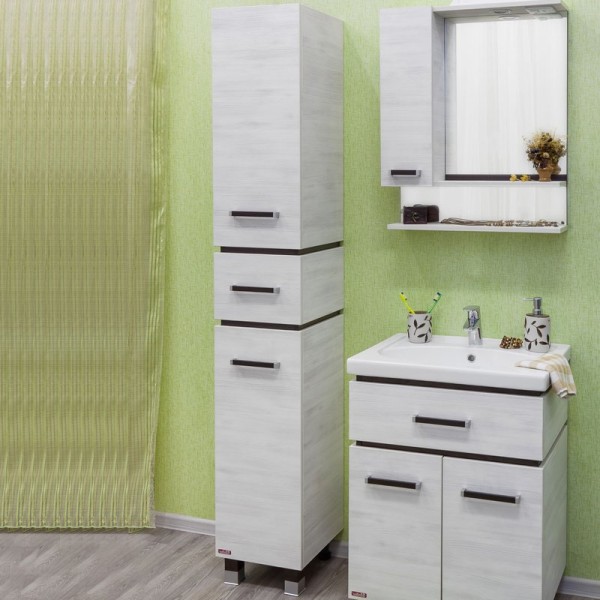 Шкаф пенал для ванной Sanflor Техас L, венге, северное дерево светлое