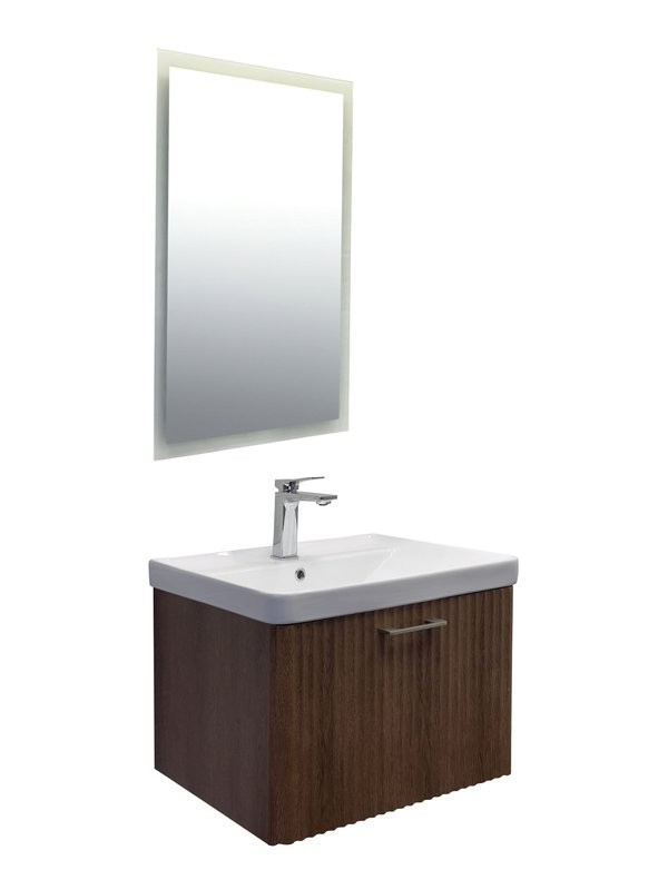 Мебель для ванной комнаты Comforty Ангара 60П подвесная, темно-коричневый дуб