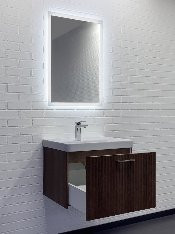 Мебель для ванной комнаты Comforty Ангара 60П подвесная, темно-коричневый дуб