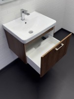 Мебель для ванной комнаты Comforty Ангара 60П подвесная, темно-коричневый дуб