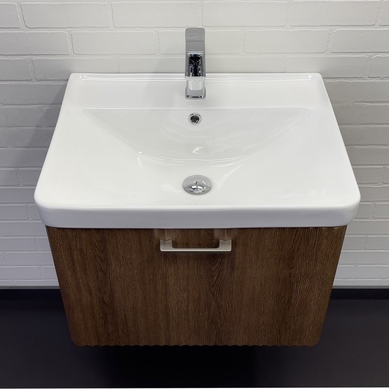 Мебель для ванной комнаты Comforty Ангара 60П подвесная, темно-коричневый дуб