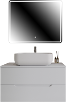 Мебель для ванной комнаты Orange Line 100 подвесная, 2 ящика, матовая белая с раковиной B03-600W