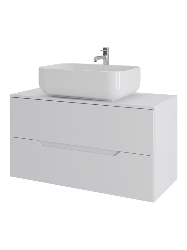 Мебель для ванной комнаты Orange Line 100 подвесная, 2 ящика, матовая белая с раковиной B03-600W