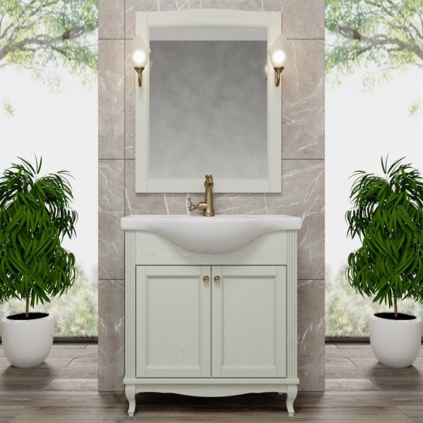 Мебель для ванной комнаты ValenHouse Эллина 80 слоновая кость, 2 дверцы, ручки бронза