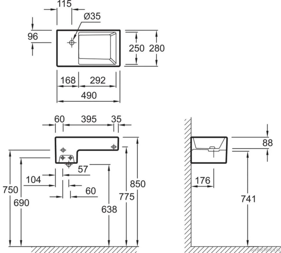 Раковина маленькая в туалет Jacob Delafon Terrace EGA012 49 см