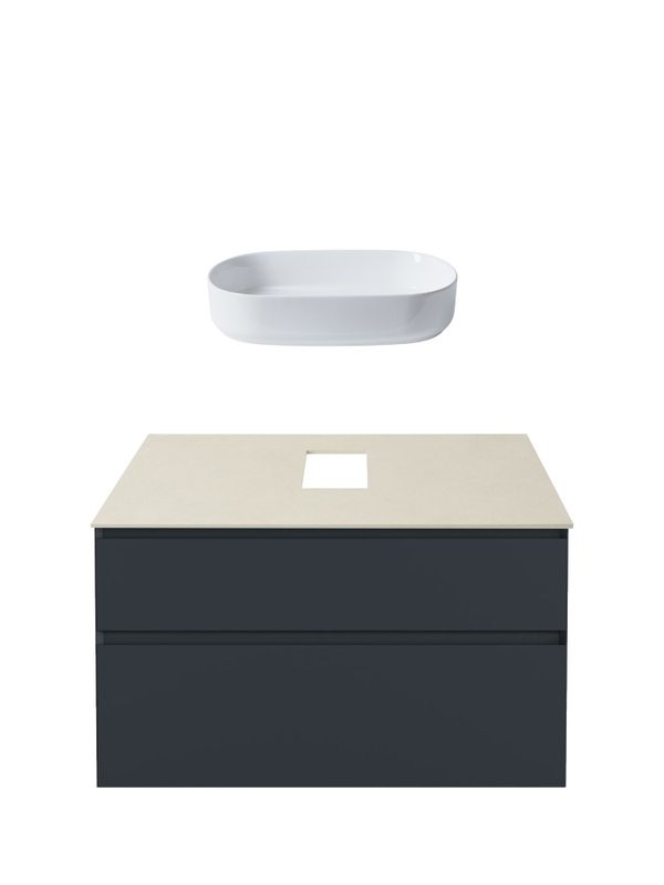 Тумба под раковину со столешницей Allen Brau Infinity 100 2 ящика, матовый антрацит, столешница бежевая