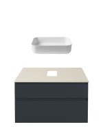 Тумба под раковину со столешницей Allen Brau Infinity 100 2 ящика, матовый антрацит, столешница бежевая