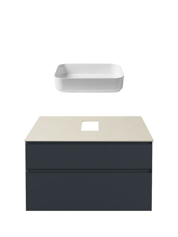 Тумба под раковину со столешницей Allen Brau Infinity 100 2 ящика, матовый антрацит, столешница бежевая