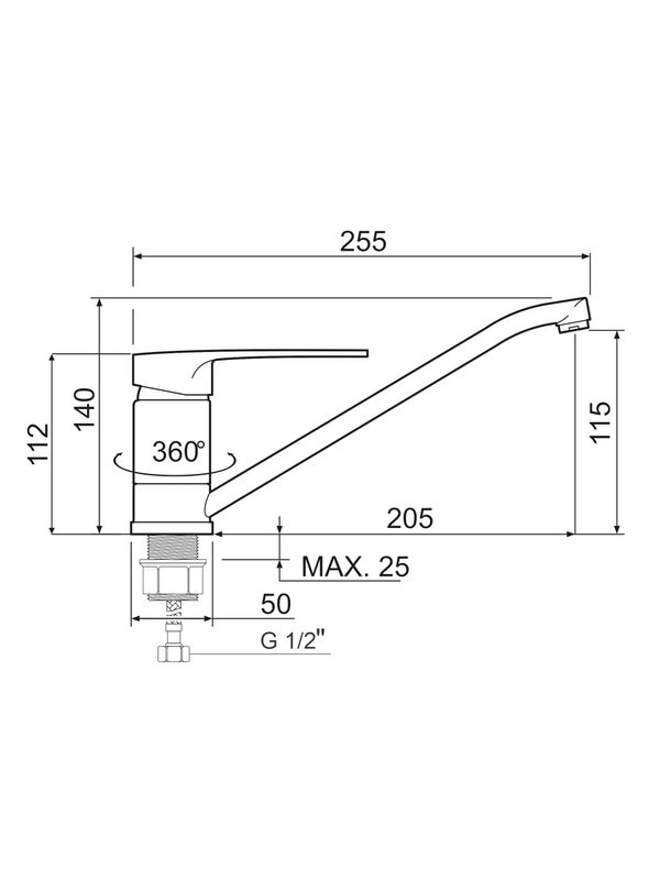 Смеситель для кухни РМС SL52-004FB-25 хром