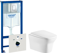 Комплект  Унитаз подвесной Cerutti Spa Ami Aria 8780 безободковый, с микролифтом + Система инсталляции для унитазов Grohe Rapid SL 38772001, 3 в 1 с к