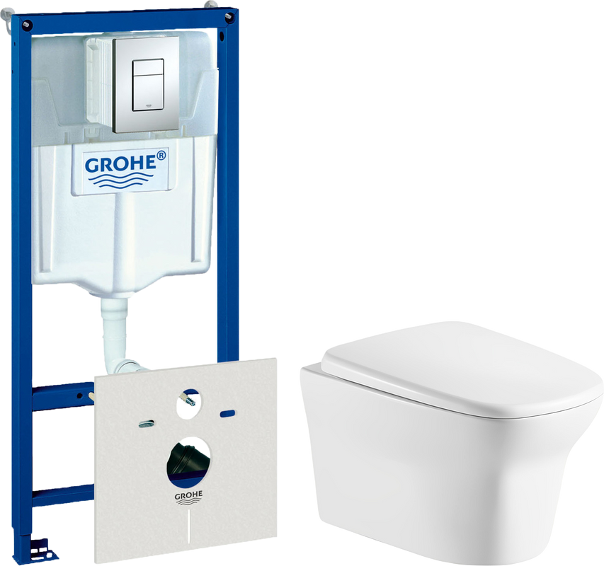 Комплект  Унитаз подвесной Cerutti Spa Ami Aria 8780 безободковый, с микролифтом + Система инсталляции для унитазов Grohe Rapid SL 38772001, 3 в 1 с к