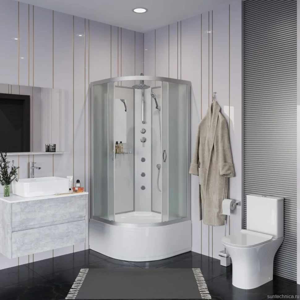 Душевая кабина Niagara Classic NG-2308-14BKTG 90x90 см, с гидромассажем и тропическим душем