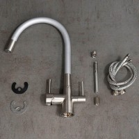 Смеситель для кухни Lemark Comfort LM3075BN-Silver с гибким изливом, никель, серебристый