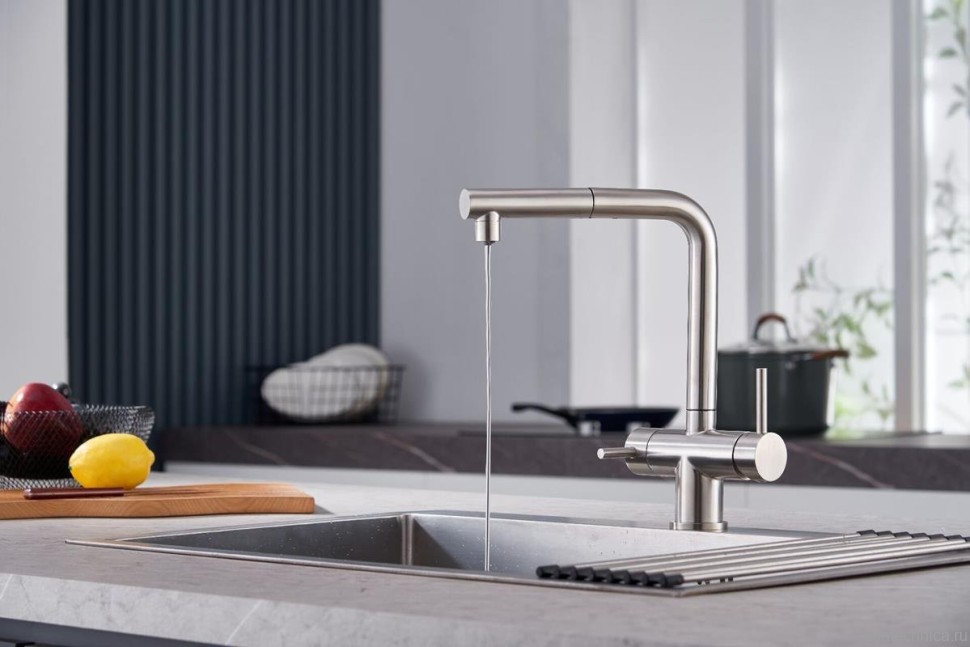 Смеситель для кухни Emar Steel ЕСВ 7017 сатин