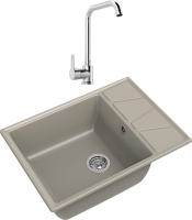 Комплект Мойка GranFest Vertex GF-V-680L топаз + Смеситель MEGA Ege MG-PL10 хром