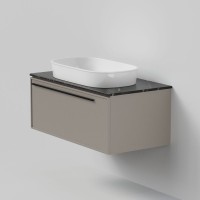 Тумба под раковину со столешницей La Fenice Elba 90 подвесная, cappuccino, бежевая матовая, столешница черный мрамор