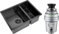 Комплект Мойка Zorg Inox PVD 58-2-44 GRAFIT графит + Измельчитель Inox D